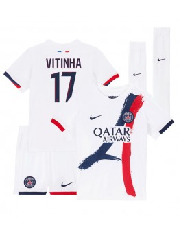 Billige Paris Saint-Germain Vitinha #17 Bortedraktsett Barn 2024-25 Kortermet (+ Korte bukser)